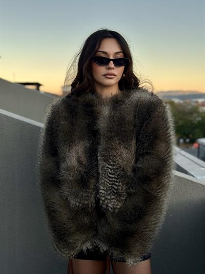 Lüx Kalite Rakun Faux Kürk