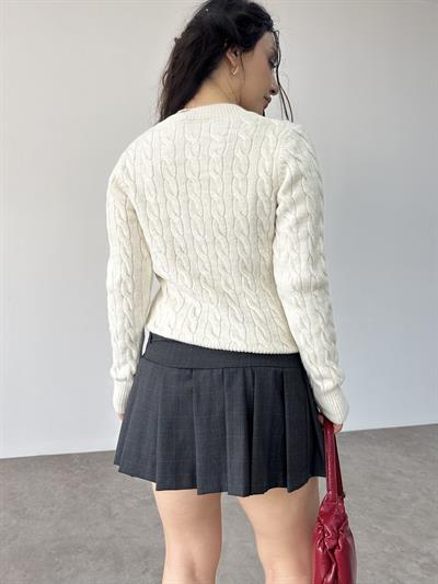 V Yakalı Premium Lw Ekru Kazak