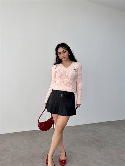 V Yakalı Premium Lw Pembe Kazak