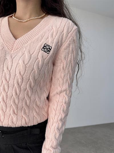 V Yakalı Premium Lw Pembe Kazak