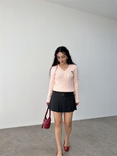 V Yakalı Premium Lw Pembe Kazak