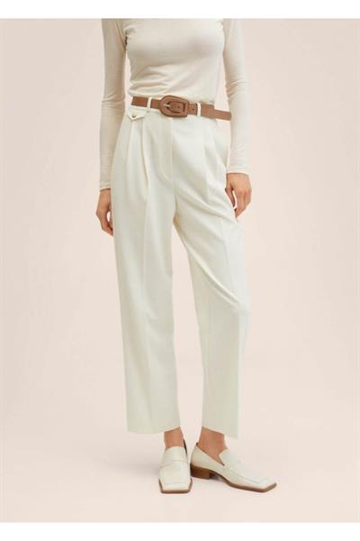 Mango Orijinal Pensli Ekru Pantolon