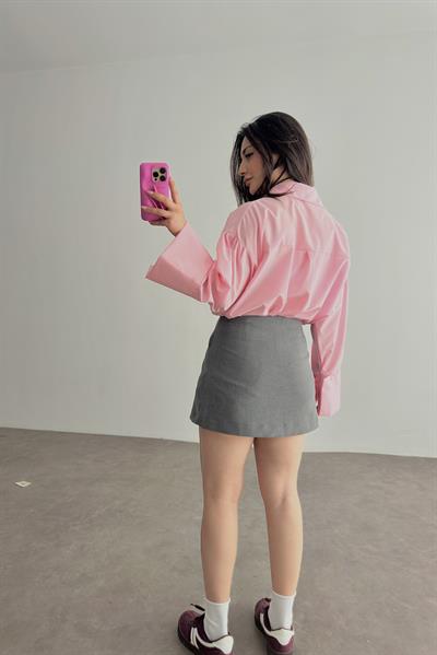 Manşetli Gömlek Pastel Pembe