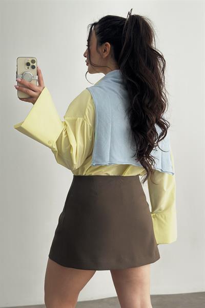 Manşetli Gömlek Pastel Sarı