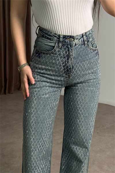 Mini Baklava Taş İşlemeli Rusty Blue Orijinal Jean