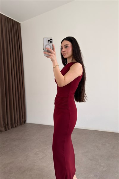 Mng Orijinal Mücevher Detaylı Mürdüm Midi Elbise