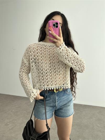 Orj. Örgü Ekru Mng Bluz