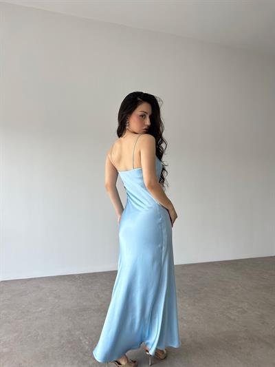 Orj. İpek Saten Bebek Mavi Elbise