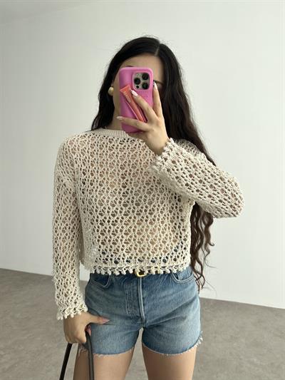 Orj. Örgü Ekru Mng Bluz