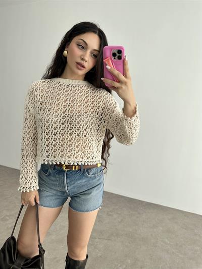 Orj. Örgü Ekru Mng Bluz