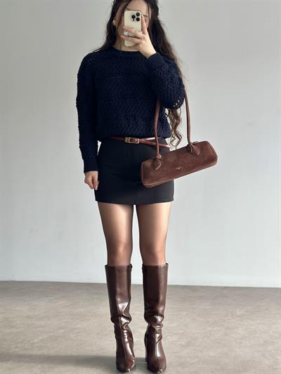 Desenli Örgü Lacivert Kazak Orj.