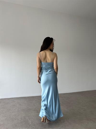 Orj. İpek Saten Bebek Mavi Elbise