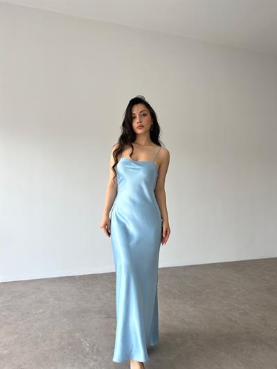 Orj. İpek Saten Bebek Mavi Elbise