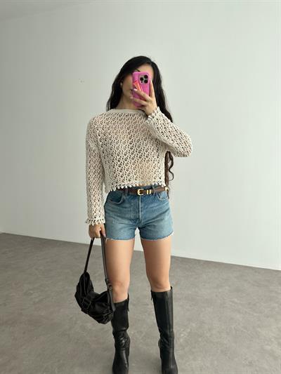 Orj. Örgü Ekru Mng Bluz