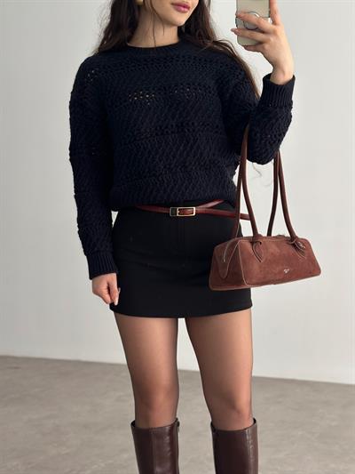 Desenli Örgü Lacivert Kazak Orj.