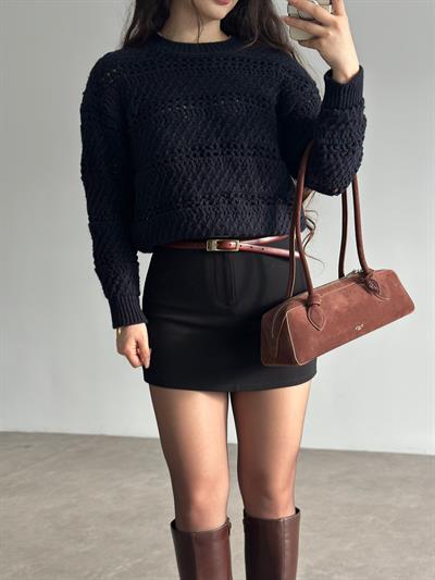 Desenli Örgü Lacivert Kazak Orj.