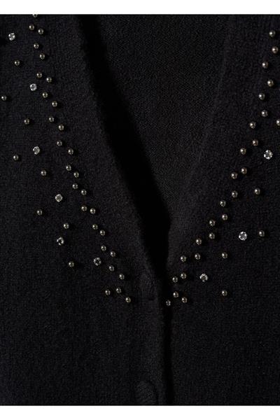 Mng Orj Taşlı Siyah Hırka