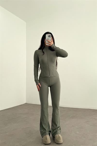 Modal Çağla Yüksek Belli Flare Tayt