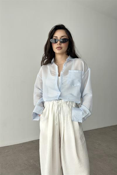 Mssimo Çizgili Mavi Gömlek