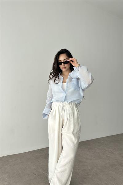 Mssimo Çizgili Mavi Gömlek