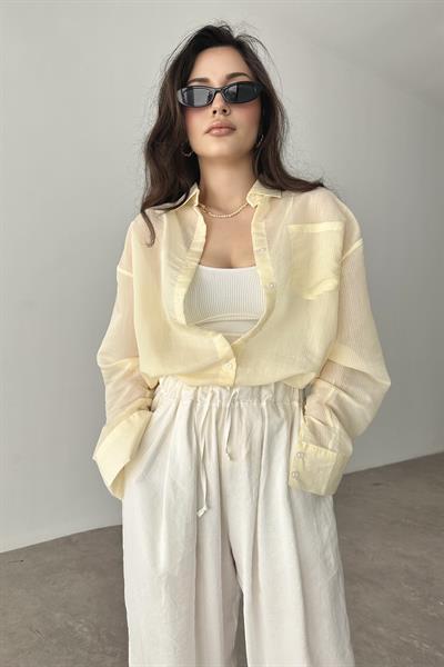 Mssimo Çizgili Sarı Gömlek