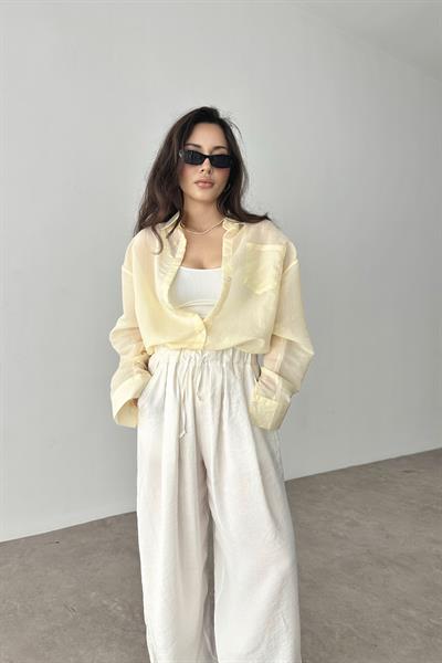 Mssimo Çizgili Sarı Gömlek