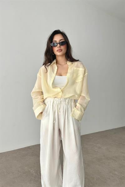 Mssimo Çizgili Sarı Gömlek