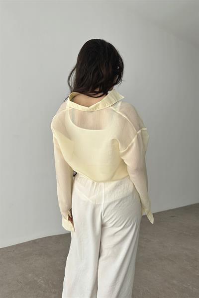 Mssimo Çizgili Sarı Gömlek