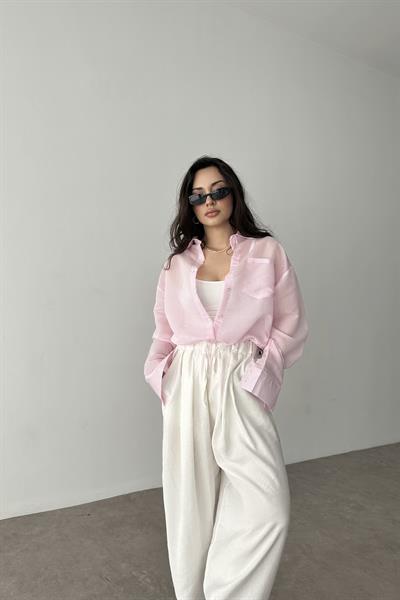 Mssimo Çizgili Toz Pembe Gömlek