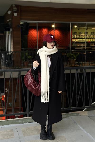 Mssimo Dtti Kruvaze Yün Karışımlı Kaban Siyah