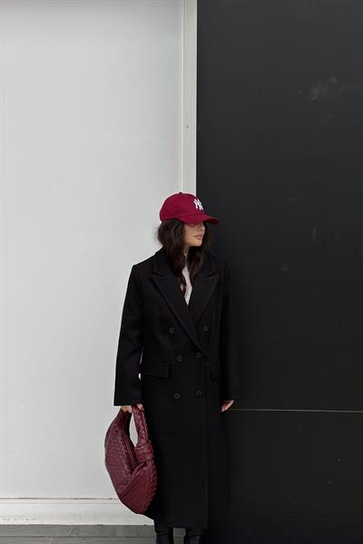 Mssimo Dtti Kruvaze Yün Karışımlı Kaban Siyah