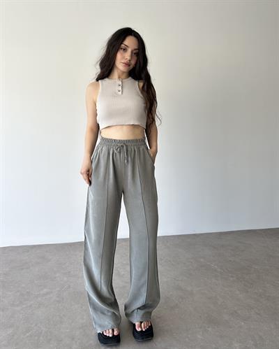 Mssimo Dtti Tensel Nervürlü Yüksek Belli Pantolon