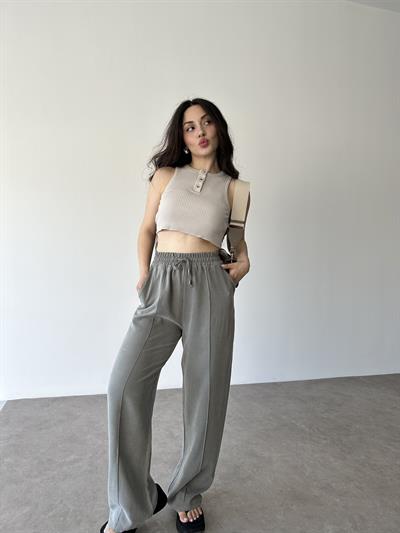 Mssimo Dtti Tensel Nervürlü Yüksek Belli Pantolon