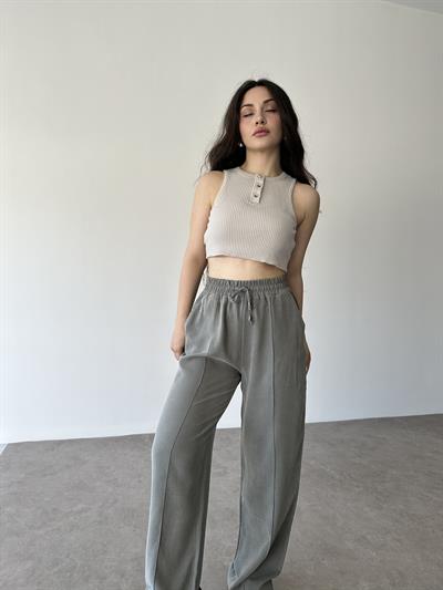 Mssimo Dtti Tensel Nervürlü Yüksek Belli Pantolon