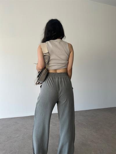 Mssimo Dtti Tensel Nervürlü Yüksek Belli Pantolon
