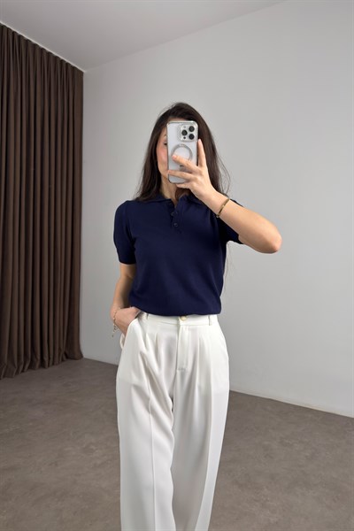 Mssmo Dtti Polo Yaka Kısa Kollu Lacivert Triko