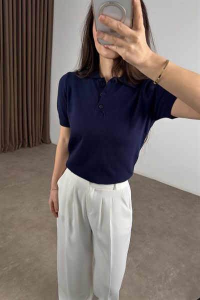 Mssmo Dtti Polo Yaka Kısa Kollu Lacivert Triko