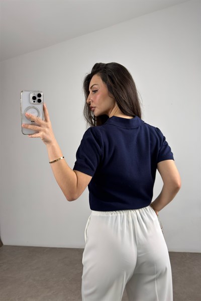 Mssmo Dtti Polo Yaka Kısa Kollu Lacivert Triko