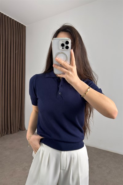 Mssmo Dtti Polo Yaka Kısa Kollu Lacivert Triko