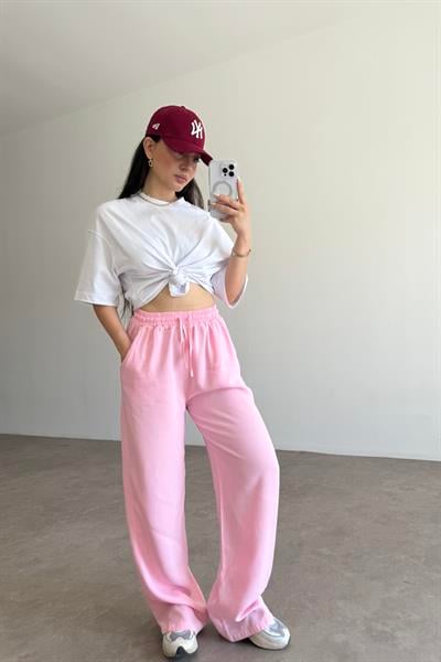 Mssmo Yüksel Bel Pamuk Tensel Pembe Pantolon