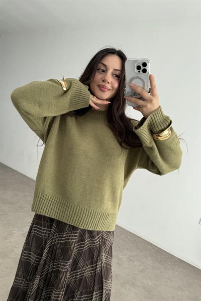 Mssmo Yuvarlak Yaka Triko Kazak Çağla