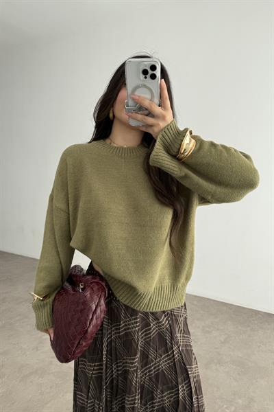 Mssmo Yuvarlak Yaka Triko Kazak Çağla