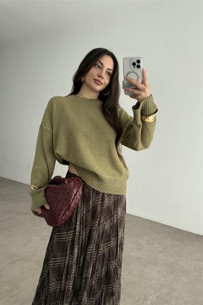 Mssmo Yuvarlak Yaka Triko Kazak Çağla