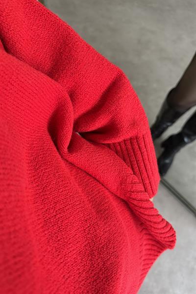 Mssmo Yuvarlak Yaka Triko Kazak Kırmızı