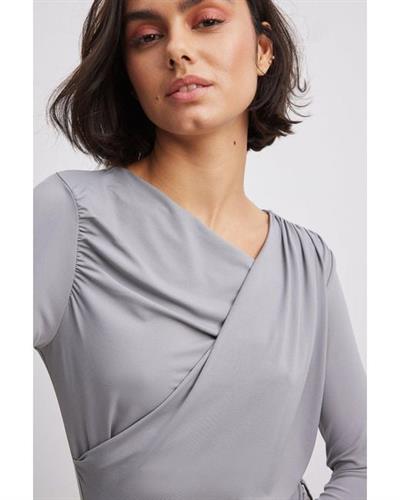 Na-Kd Orijinal Asimetrik Drapeli Gri Bluz
