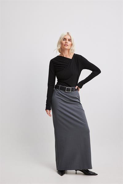 Na-Kd Orijinal Asimetrik Drapeli Siyah Bluz