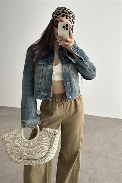 Natural Pamuk Dokuma Pantolon Vizon 