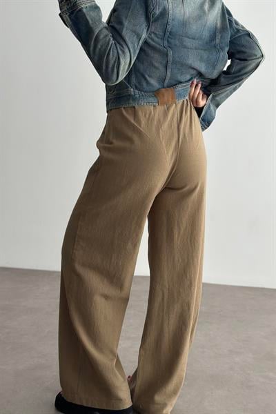 Natural Pamuk Dokuma Pantolon Vizon 