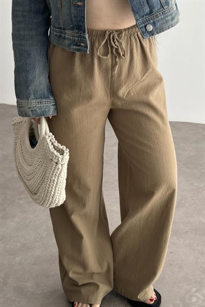 Natural Pamuk Dokuma Pantolon Vizon 