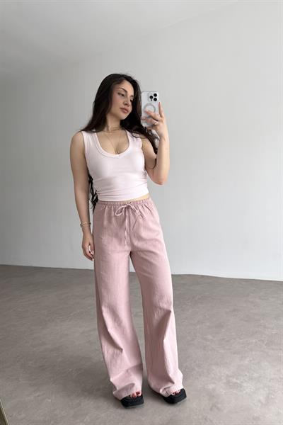 Natural Pamuk Dokuma Pantolon Gül Kurusu 